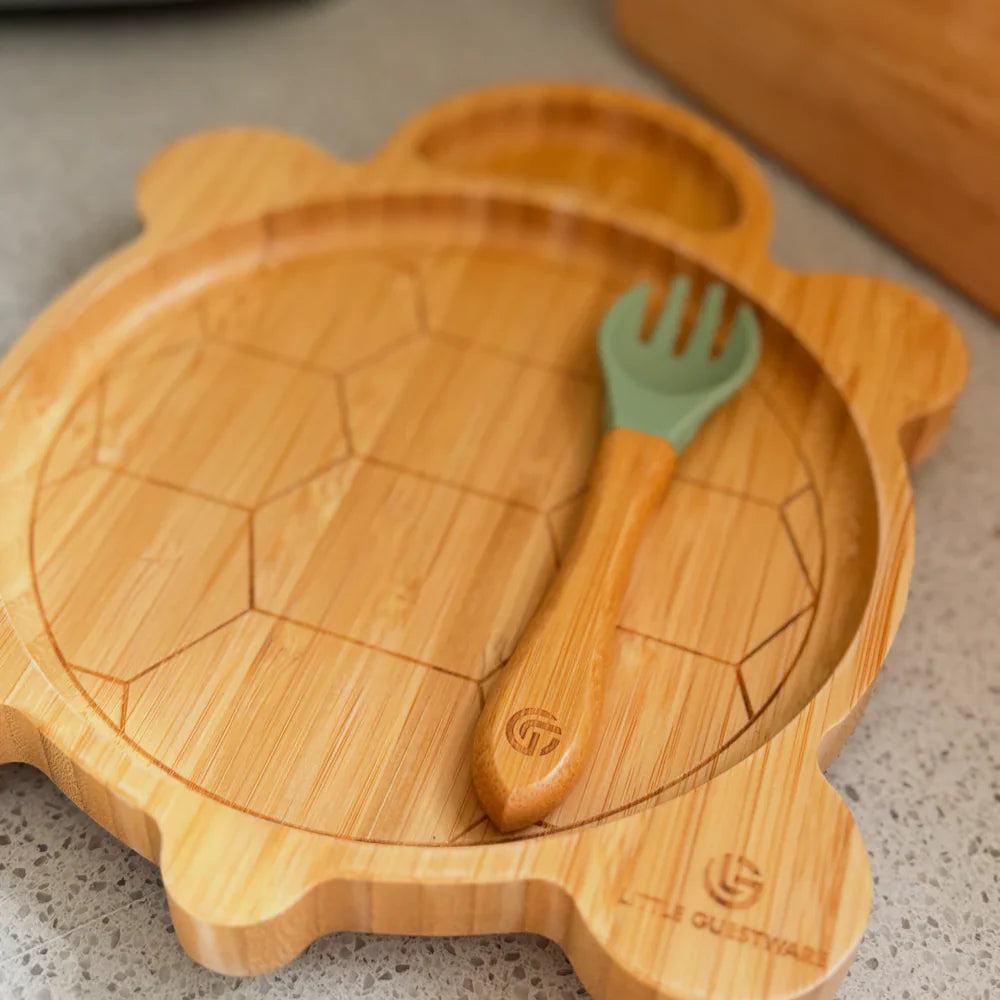 Turtle Bamboo Plate & Fork